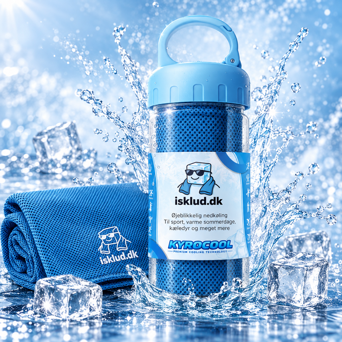 Isklud Kyrocool kølende håndklæde i blå – produktbillede